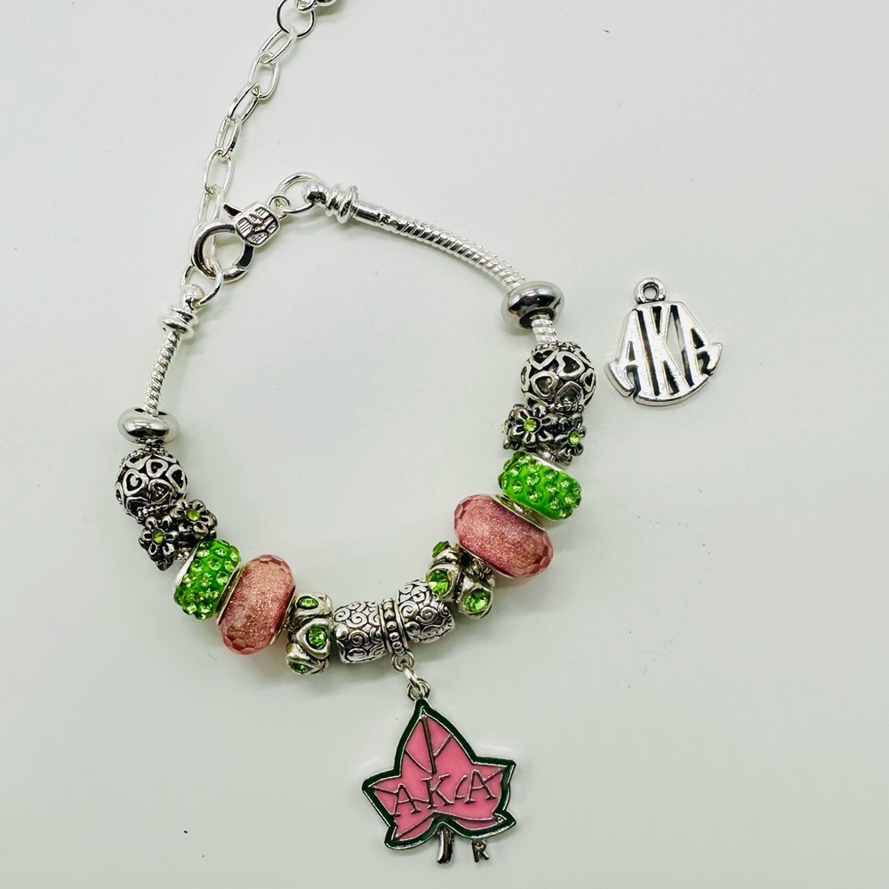 AKA Pink and Green Charm Bracelet